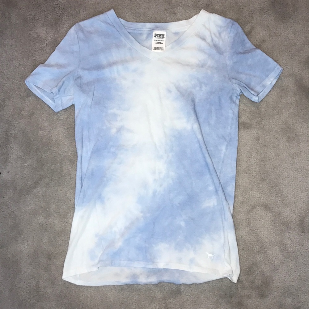 PINK blue tie dye tee